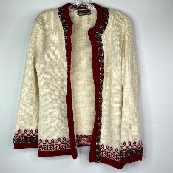 Vintage Nordstrikk White Red Nordic Wool Sweater Small - Picture 1 of 10
